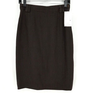 Laurel Escada Skirt Womens 8 Dark Brown Wool Pencil Lined Back Zip Vintage New